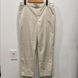 Chic Beige Pinstripe Pants